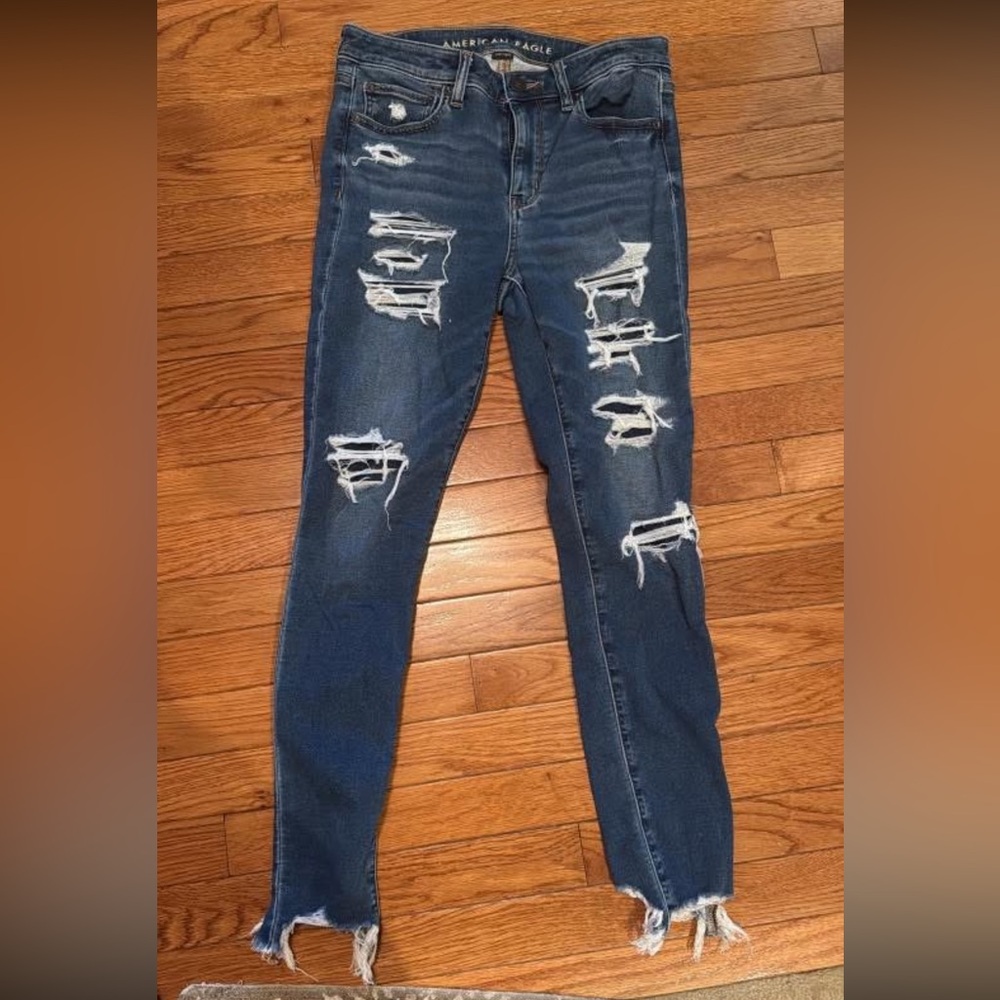 American Eagle Outfitters Ripped Blue Skinny Jeans